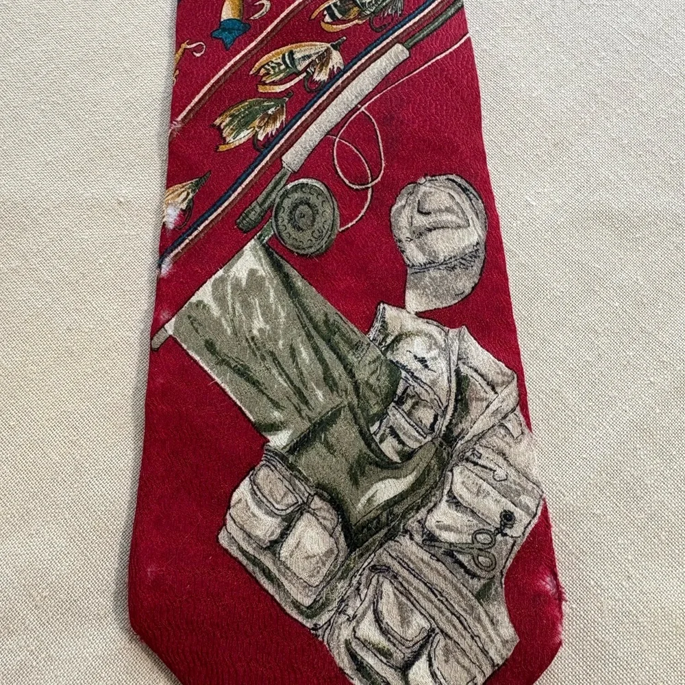 American Angler Red Outdoor Adventure Tie - Picture 1 of 5